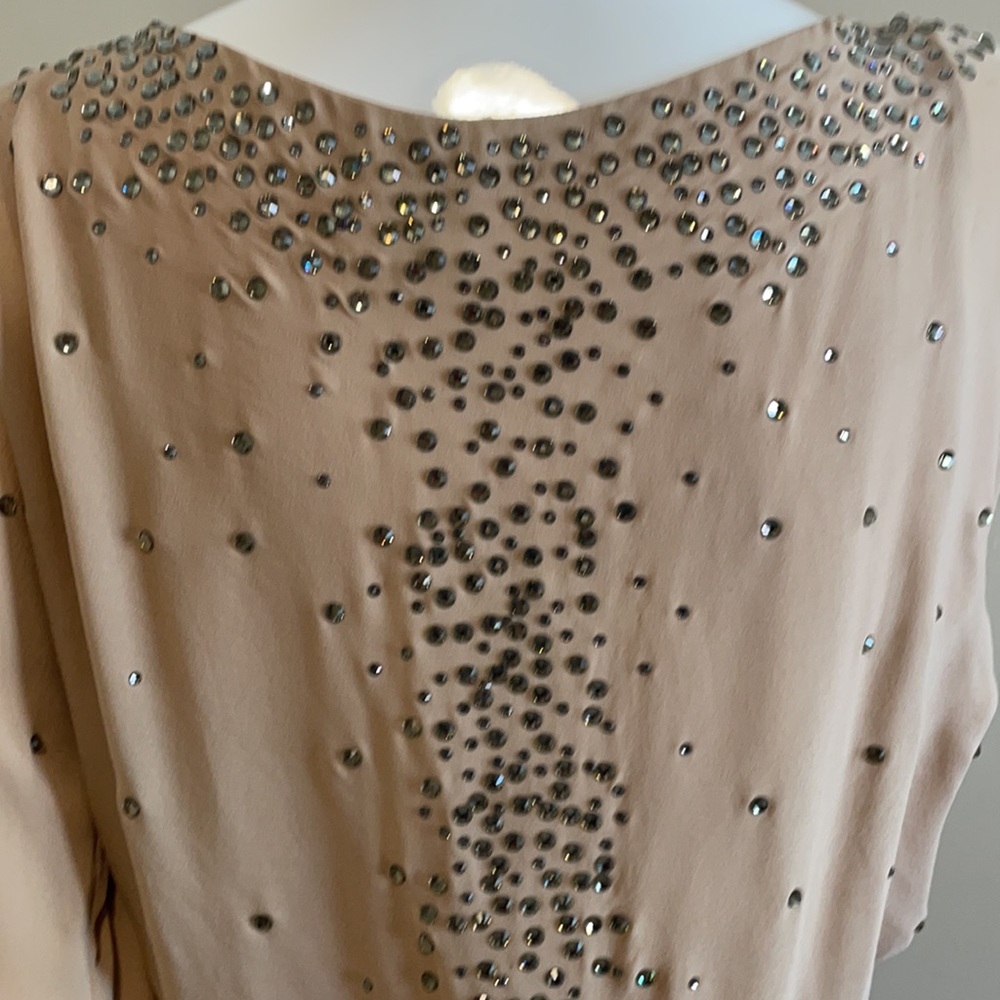 HAUTE HIPPIE Long Slit Balloon Sleeve Blouson Elastic Waist Fully Studded DressS - Picture 6 of 14